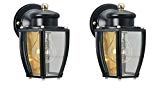 Ciata Decor 6696100 One-Light Exterior Wall Lantern, Matte Black Finish on Steel with Clear Curved Glass Panels – 2 Pack