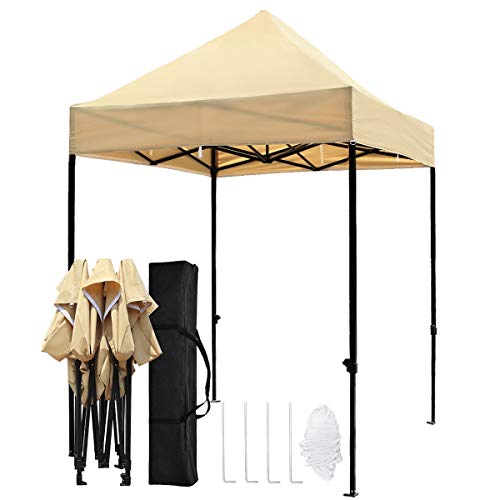 Cheap TopCamp 5’x5′ Ez Canopy Tent, Portable Pop up Heavy Duty Outdoor Waterproof Beach Party Tents Instant Sun Shelter – Beige 5ft x 5ft