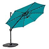 COBANA 10’ Offset Patio Umbrella with Solar Powered 32LED and Blue-Tooth Speaker and 360 Degree Rotation Pole, Blue Review