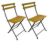 Mobel Designhaus French Café Bistro Folding Side Chair, Jet Black Frame, Clear Painted European Chestnut Wood Slats (Pack of 2) Mobel Designhaus French Café Bistro Folding Side Chair, Jet Black Frame, Clear Painted European Chestnut Wood Slats (Pack of 2)