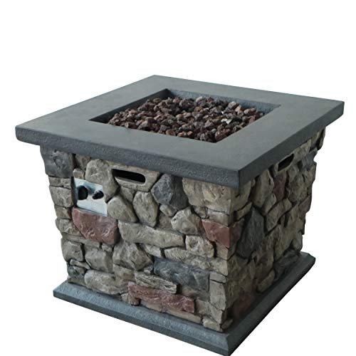 Great Deal Furniture Crawford Outdoor Stone Finished Square Fire Pit - 40,000 BTU