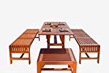 Malibu V189SET12 Eco-Friendly  5 Piece Wood Outdoor Dining Set with Curvy Table and Backless Benches Review