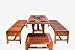 Malibu V189SET12 Eco-Friendly  5 Piece Wood Outdoor Dining Set with Curvy Table and Backless Benches