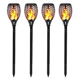 Ictology Solar Torch Lights Outdoor,Flickering Flames Torch Lights Landscape Decoration Garden Beach Camping, Waterproof Dancing Solar Lights Upgraded 4 Packs For Sale
