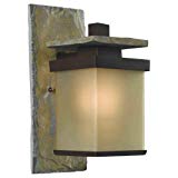 Quarry 1 Light Outdoor Natural Slate and Copper Bronze Exterior Wall Lantern For Sale