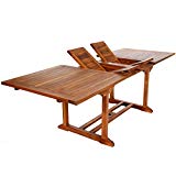 All Things Cedar TE90 Teak Rectangular Extension Patio Table For Sale