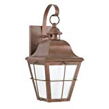 Cheap Sea Gull Lighting 8462D-44 Chatham One-Light Outdoor Wall Lantern with White Aluminum Panels and Clear Seeded Glass Panels, Weathered Copper Finish