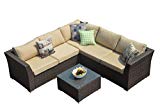 Direct Wicker 4pc Patio Sectional Furniture PE Wicker Rattan Sofa Set Deck Couch Outdoor For Sale