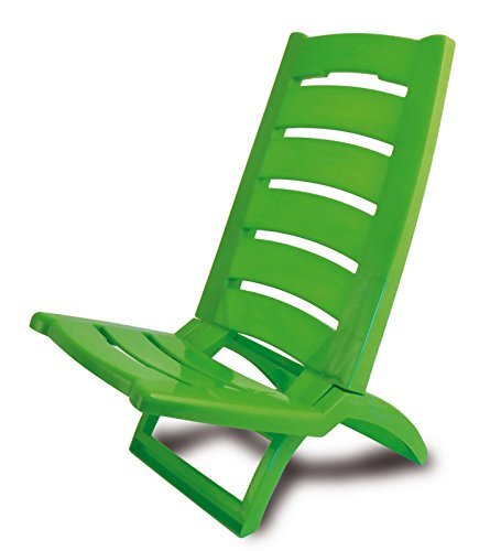 ADRIATIC Beach Chair Coloured Folding Plastic Low Deck Chair Sun Garden Sea Side (Dark Green – Set Of 2) Review