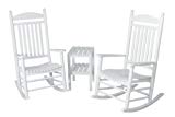 POLYWOOD PWS140-1-WH Jefferson 3-Piece Rocker Chair Set, White Review
