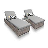 Cheap TK Classics Oasis Outdoor Wicker Patio Chaise Furniture with Side Table, Set of 2, Grey