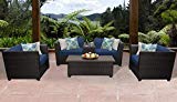 TK Classics BARBADOS-06d-NAVY Barbados 6 Piece Outdoor Wicker Patio Furniture Set, Navy For Sale