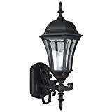 Sunset Lighting F7857-31 Outdoor Wall Sconce with Clear Beveled Glass, Black Finish For Sale