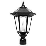 Gama Sonic Windsor Solar Outdoor Post Light – Black Finish GS-99F For Sale
