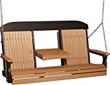 Cheap Furniture Barn USA Poly 5 Foot Porch Swing – Classic Highback Design – Cedar and Black Color