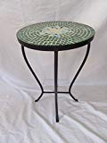 Green Mosaic Black Iron Outdoor Accent Table 21″H Green Mosaic Black Iron Outdoor Accent Table 21″H