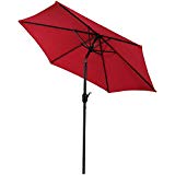 Cheap Sunnydaze 7.5 Foot Outdoor Patio Umbrella with Tilt & Crank, Aluminum, Red