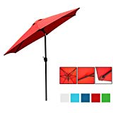 Cheap HollyHOME 9 Ft UV Protective Patio Umbrella, Push Button Tilt and Crank Market Table Umbrella