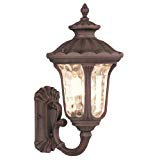 Livex Lighting 7652-58 Oxford 1 Light Imperial Bronze Cast Aluminum Wall Lantern with Light Amber Water Glass