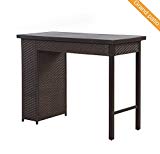 Grand patio Outdoor Wicker Bar Table, Weather-Resistant Patio Bar Table, Brown For Sale