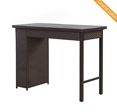 Grand patio Outdoor Wicker Bar Table, Weather-Resistant Patio Bar Table, Brown For Sale