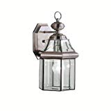 Kichler 9784AP Embassy Row 1LT 15IN Wall Lantern, Antique Pewter Finish with Clear Beveled Glass For Sale