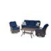 Hanover ORLEANS4PCSW-G-NVY All-Weather Patio Set (4 Piece), Navy Blue