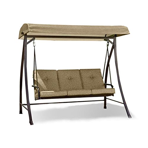 Cheap Garden Winds Open Box Curved Roof 3 Person Swing Replacement Canopy Top Cover- Beige