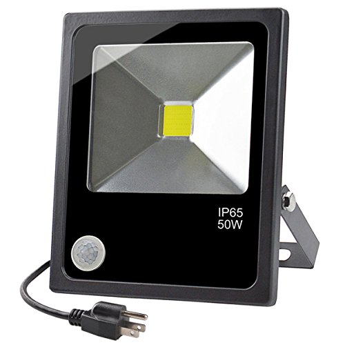 Motion Sensor LED Outdoor Security Flood Light,50W Daylight White IP65 Waterproof Lights,4500 Lumen,250W Hps Bulb Equivalent,for Parking Lots,Gardens,Warehouses