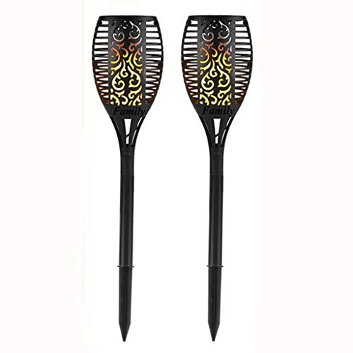 Cheap FAMILy Flame Solar Lights Outdoor, Waterproof Flickering 96 LEDs Flame Torch Spotlights Landscape Path Lighting Dusk Dancing Light for Decoration Lights(2pcs)