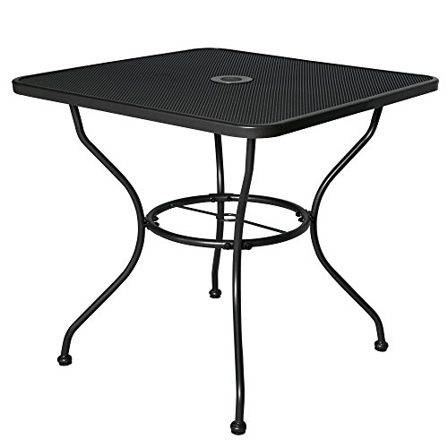 Cloud Mountain 30″ x 30″ Outoor Dining Table Square Patio Bistro Table Powder-Coated Steel Frame Top Umbrella Stand Deck Outdoor Furniture Garden Table, Ash Black Review