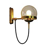 Retro Glass American Glass Ball Wall Light Modern Simple Copper Metal Bedroom Living Room Cafe Hotel Lighting Wall Light ( Color : Gold )
