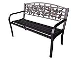 Jeco PB009 PB009 50″ Flowers and Bird Curved Back Steel Park Bench, 50.39″ x 23.03″ x 35.03″, Black