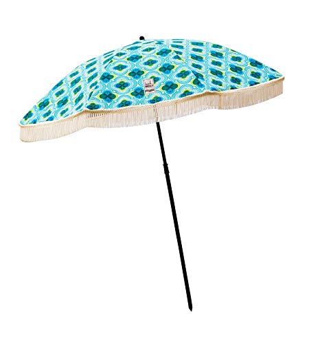 Beach Umbrella, Mermaid with Fringe, Designed by Beach Brella / 100% UV Sun Protection, Lightweight, Portable & easy to setup in the Sand and secure in the Wind Review