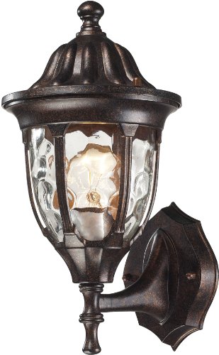 Elk 45000/1 7 by 13-Inch Glendale 1-Light Outdoor Wall Sconce with Water Glass Shade, Regal Bronze Finish