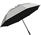 Suntek 68” Reflective UV Protection Windcheater Umbrella with Vented Double Canopy (Silver/Black) For Sale