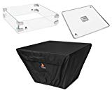 Outland Fire Table 3 Piece Square Accessory Set of Tempered Glass Lid Insert, Tempered Glass Wind Guard Fence, and UV & Water Resistant Durable Cover for 36-Inch Square Outland Series 410 Fire Tables