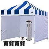 Eurmax 10’x10′ Ez Pop-up Canopy Tent Commercial Instant Tent with Enclosure SideWalls and Roller Bag, Bonus 4 SandBags (Carnival Blue White) For Sale Eurmax 10’x10′ Ez Pop-up Canopy Tent Commercial Instant Tent with Enclosure SideWalls and Roller Bag, Bonus 4 SandBags (Carnival Blue White) For Sale
