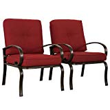 Cloud Mountain Set of 2 Patio Club Chairs Outdoor Patio Dining Chairs Wrought Iron Set Garden Dining Seating Chair, Brick Red Cushions Cloud Mountain Set of 2 Patio Club Chairs Outdoor Patio Dining Chairs Wrought Iron Set Garden Dining Seating Chair, Brick Red Cushions