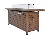 Cheap LEGACY HEATING Extruded Aluminum Rectangular Fire Table with Glass Wind Guard, with Cover and Table Lid, Nature Wood Coating (Aluminum) Cheap LEGACY HEATING Extruded Aluminum Rectangular Fire Table with Glass Wind Guard, with Cover and Table Lid, Nature Wood Coating (Aluminum)