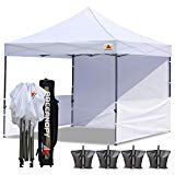ABCCANOPY 10×10 Rhino-Series Easy Pop Up Canopy Tent Commmercial Grade with Matching Sidewalls and Roller Bag bouns 2pcs Half Wall (White) For Sale