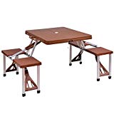 Giantex Portable Folding Picnic Table with Seating for 4 Garden Party Camping Time Design (Brown) For Sale Giantex Portable Folding Picnic Table with Seating for 4 Garden Party Camping Time Design (Brown) For Sale