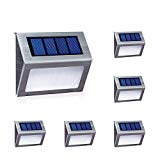 [White Light] Solar Lights for Steps Decks Pathway Yard Stairs Fences, LED lamp, Outdoor Waterproof, 6 Pack