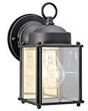 Westinghouse One-Light Exterior Wall Lantern, Textured Black Finish on Steel with Clear Glass Panels (Antique Black) For Sale Westinghouse One-Light Exterior Wall Lantern, Textured Black Finish on Steel with Clear Glass Panels (Antique Black) For Sale