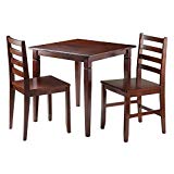 Winsome 3-Piece Kingsgate Dinning Table with 2 Hamilton Ladder Back Chairs, Brown Winsome 3-Piece Kingsgate Dinning Table with 2 Hamilton Ladder Back Chairs, Brown