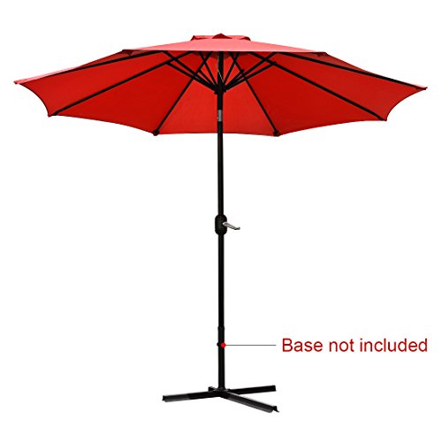 Quictent Red 9FT Patio Umbrella Tilt Aluminum Outdoor Market Umbrella Crank Wind Vent 100% Polyester
