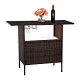 U-MAX Outdoor Rattan Wicker Bar Counter Table Shelves Garden Patio Furniture – Brown U-MAX Outdoor Rattan Wicker Bar Counter Table Shelves Garden Patio Furniture – Brown