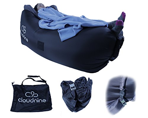 Inflatable Lounger Air Sofa Hammock – Portable, Water-proof Couch for Pool Party, Camping – Perfect for Beach, Picnic & Music Fest by Cloudnine (Black)