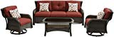 Hanover STRATH4PCSW-S-RED Strathmere 4 Piece Lounge Set, Crimson Red Outdoor Furniture Hanover STRATH4PCSW-S-RED Strathmere 4 Piece Lounge Set, Crimson Red Outdoor Furniture