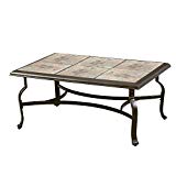 Belleville FTS80721 Ceramic Tile Top Outdoor Patio Rectangular Coffee Table, UV Weather Resistant Durable Steel Construction Frame, Brown Finish For Sale Belleville FTS80721 Ceramic Tile Top Outdoor Patio Rectangular Coffee Table, UV Weather Resistant Durable Steel Construction Frame, Brown Finish For Sale